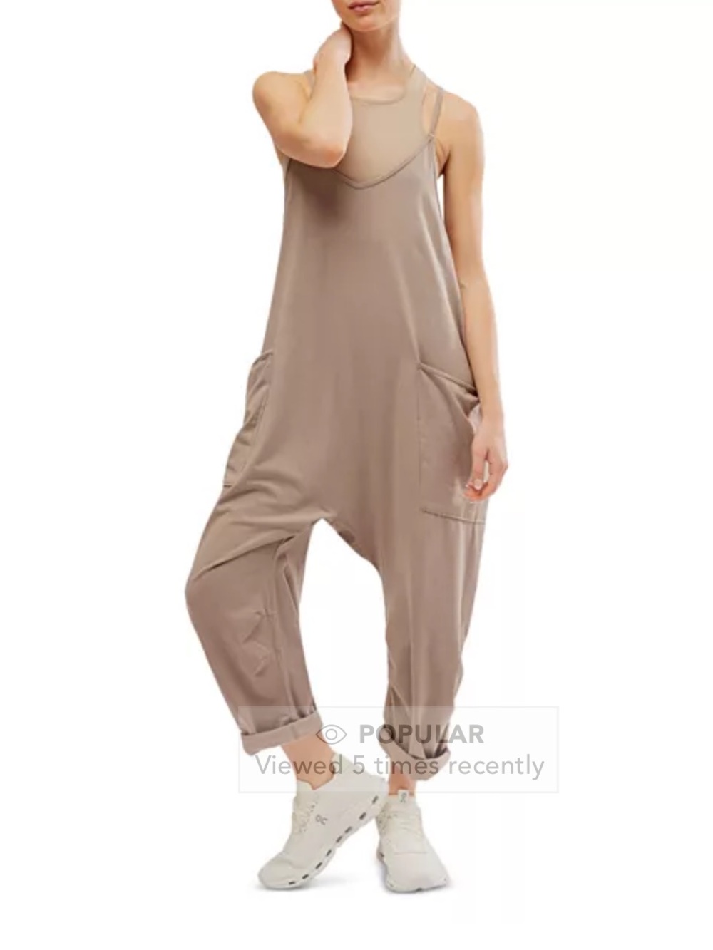 Free People Relaxed Taupe Utility Jumpsuit